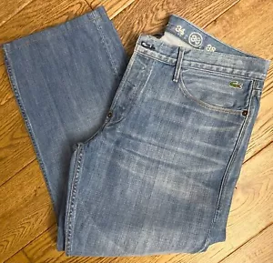 Earnest Sewn Lacoste Fulton Jeans 36 x 27 Button Fly Light to Medium Wash Hemmed - Picture 1 of 13