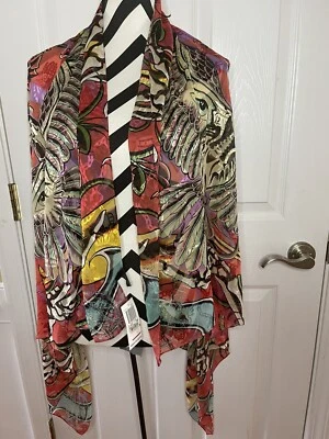 Bufanda extra grande 100 % seda estampados multicolores Christian Audigier nueva con etiquetas  Foto 1 de 4