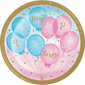 Gender Reveal Balloons Party Boy Girl 8 Ct Cake Dessert Plates 7 inch - Picture 1 of 2