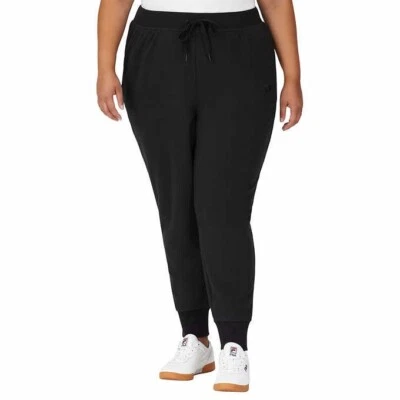 FILA French Terry Jogger Feminino 3X Preto Elástico Bolsos na Cintura Punhos com Cordão - Imagem 1 de 4
