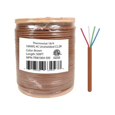 LOGICO 18/4 Thermostat Wire HVAC Bare Copper Cable CMR/Riser-Rated Power Circuit 500ft