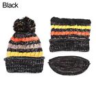 Knitted Fleece Lined Mask Beanies Ski Hat Women's Hat Scarf Mask With Pompom