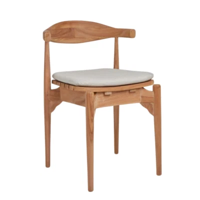 Wooden Dining Chair Outdoor Indoor Garden Furniture with Cushion Teak Frame - Image 1 of 4