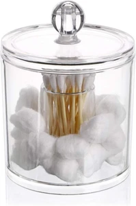 Hipewe Cotton Ball and Swab Organizer with Lid - Acrylic Apothecary Jar for Bath - Picture 1 of 9