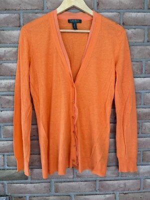 Suéter cárdigan para mujer Lauren Ralph Lauren talla grande mezcla de lino naranja Foto 1 de 4