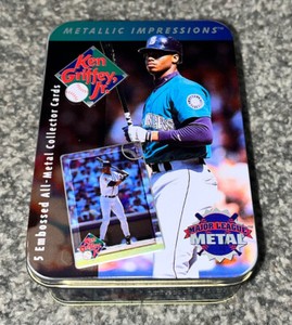 METALLIC IMPRESSIONS KEN GRIFFY JR 5 EMBOSSED ALL-METAL COLLECTORS CARDS NOS ‘96