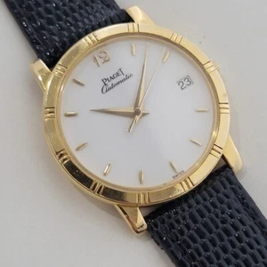 Mens Piaget Ref 15923 Dancer 18k Solid Gold Date Automatic 1990s Swiss RA527 - Picture 1 of 11