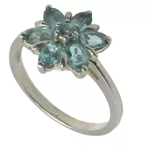 sterling silver aquamarine ring size 8 - Picture 1 of 8