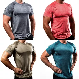T-Shirt Tees Activewear Tunic Tops Pullover Breathable Workout Fitness Gym Men - Picture 1 of 20