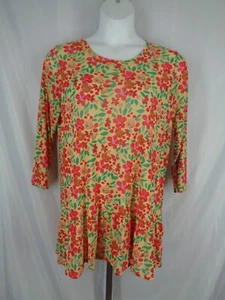 LOGO Layers by Lori Goldstein Floral Ruffle Hem Nyon Mesh Tunic Top Size Large - Picture 1 of 11
