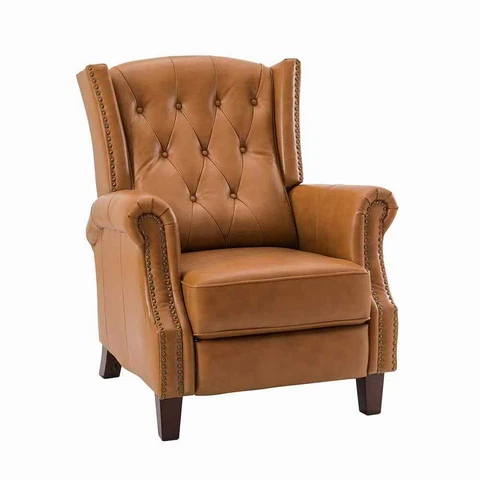 Karat Home Caenis Genuine Leather Manual Recliner - Camel  MSRP $938.00 Cover