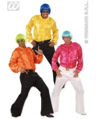 Camisa de lujo con volantes de satén para hombre Foto 1 de 2