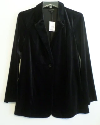 ¡NUEVO CON ETIQUETAS! CHAQUETA DE PUNTO TERCIOPELO NEGRO JILL WEAREVER-XS-UN BOTÓN DELANTERO-¡HERMOSA! Foto 1 de 3