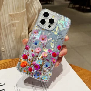 Case For iPhone 16 15 Pro Max 14 13 12 11 ShockProof Flower Hard PC Phone Cover - Picture 1 of 9