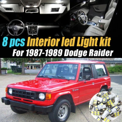 Kit de bombillas LED interiores de auto súper blancas de 8 piezas para Dodge Raider 1987-1989 Foto 1 de 4
