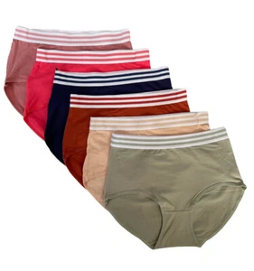 LOT 6 Women High Waist Poly Briefs Highcut Cotton Underwear Panties U644 - Picture 1 of 7
