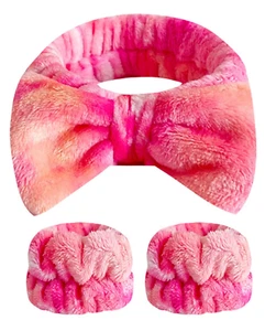 3PCS Spa Headband with Wristband Set,Makeup Headband, Bow Headband for Washing - Picture 1 of 12