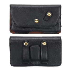 Phone Belt Holder for 5.5-6.5" Phone Horizontal Leather Black 6.5"x3.5"x0.6" - Zdjęcie 1 z 7