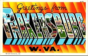 Cartolina grande lettera saluti da Parkersburg West Virginia - Foto 1 di 2