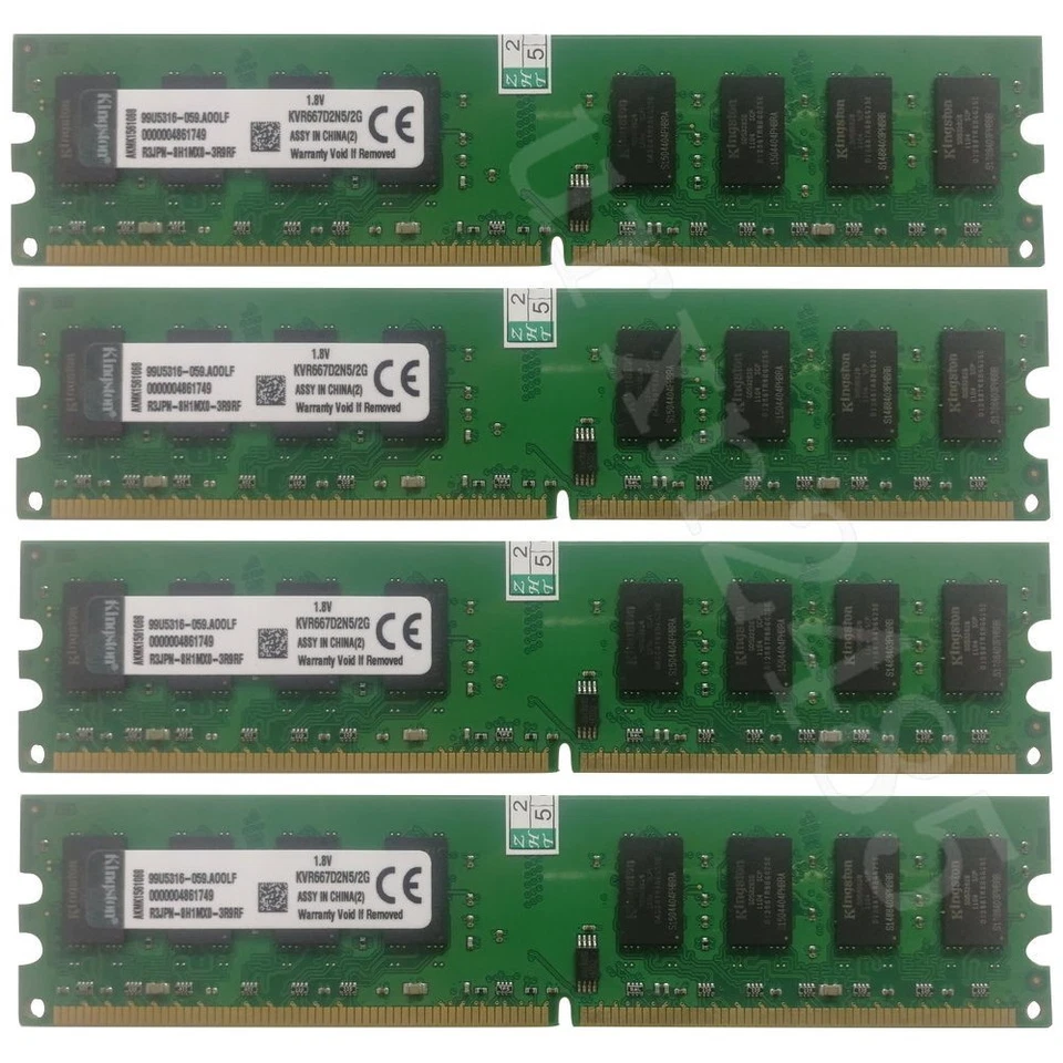 8GB (4x 2G) / 1G PC2-5300 DDR2-667 NON ECC Desktop Intel PC RAM For Kingston LOT - Image 1 of 4