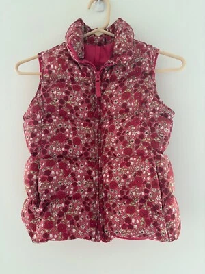 Chaleco acolchado floral Lands End para niños talla 6X rosa rojo patrón de margaritas y bayas Foto 1 de 4