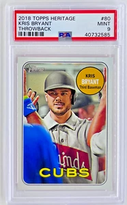 2018 Topps Heritage KRIS BRYANT - PSA 9 MINT Throwback Variation SSP #80 Cubs - Picture 1 of 2