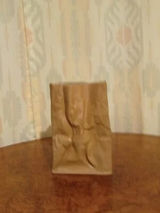 Rosenthal ceramic brown paper bag vase 20cm Tapio Wirkkala Studio Line Germany - Picture 1 of 6