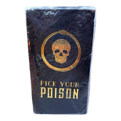 Juego de 20 servilletas de papel de Halloween Martha Stewart "Elige tu veneno" negras selladas Foto 1 de 4