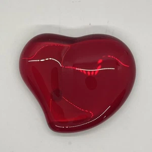 Tiffany & Co. Red Heart Shape Glass Paperweight Signed Elsa Peretti OG STICKER - Picture 1 of 4