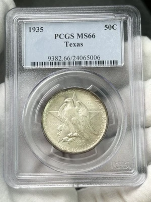 1935-P Texas Centennial Commemorative Silver Half Dollar .50c Coin PCGS MS66 - Image 1 of 4