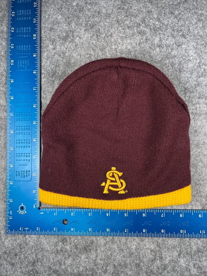 Arizona State Sun Devils Zephyr Beanie Adult Red Yellow 100% Acrylic Logo NCAA - Image 1 of 4