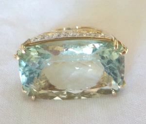 Jumbo 14K Yellow Gold Statement 20ct Prasiolite Diamond Ring - 16 gms, Sz 7 - Bild 1 von 14