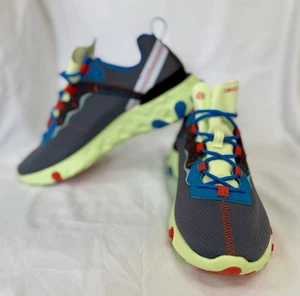 BRAND NEW!! Nike React Element 55 - Volt/Grey/Blue - Men’s Size 8.5 - CT1142-700 - Picture 1 of 12