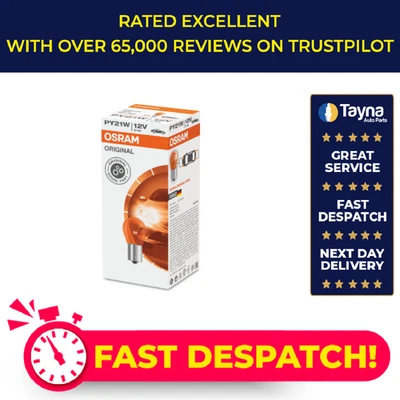 (U10)12v 21w Bau15s Amber Trade Pk 7507 Osram PY21W Genuine Top Quality Product - Image 1 of 4