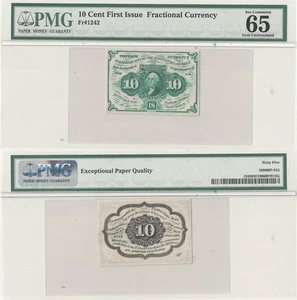10 Cents First Issue Fractional Currency Fr 1242 PMG 65-EPQ - Picture 1 of 3