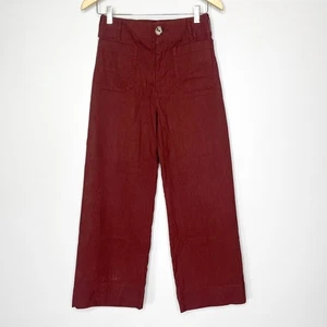 Maeve Anthropologie Pants Size 26 Collette Cropped Wide Leg Brown Linen Blend - Picture 1 of 11