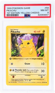 1999 Pokemon Base Set Pikachu 1st Edition Yellow Cheeks #58 PSA 8 - Picture 1 of 2