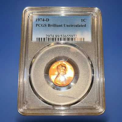 1974-D Lincoln Memorial Cent - RED GEM BU UNCIRCULATED - PCGS SLABED - Image 1 of 4