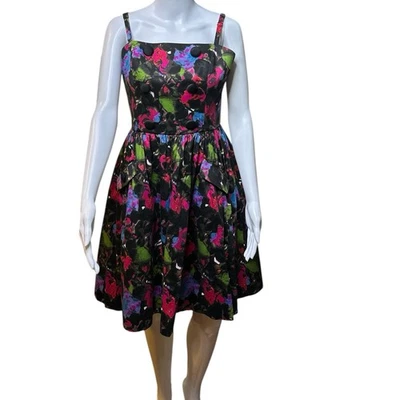 Vestido vintage anos 90 Y2K Betsey Johnson floral linha A com saia de tule - Imagem 1 de 4