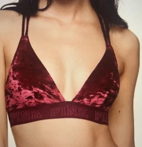 Victoria's Secret PINK kleiner weinroter Samt Velours Träger-Bralette - Bild 1 von 14