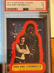 1977 Topps Star Wars #12 Han and Chewbacca Stickers PSA 5 - Picture 1 of 2
