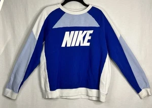 Nike Sportswear Crew Neck Pullover Sweatshirt Blue/ White Women's Size Large - Picture 1 of 8