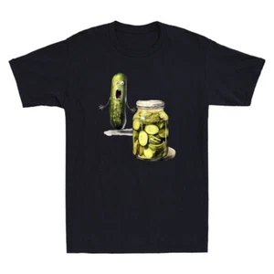 Pickle Surprise A Cucumber And A Jar Of Sliced Pickles Funny Meme Men's T-Shirt - Picture 1 of 8