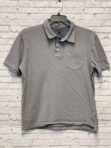 Men's Quiksilver Striped Gray/White Polo Size Large L 100% Cotton Pocket