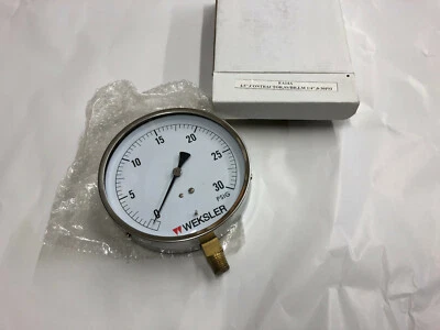 NEW Weksler EA14A, 4.5",Conteractor,SS/BR,LM 1/4",0-30PSI  - Image 1 of 3