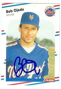 Bob Ojeda autographed baseball card (New York Mets SC) 1988 Fleer #147