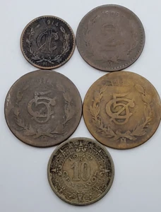 LOTE MONEDAS MÉXICO ~ 1 Céntimo 1914, 2 Céntimos 1906, 5 Céntimos 1914 y 1915, 10 Céntimos 1942 - Imagen 1 de 2