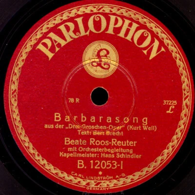 BEATE ROOS-REUTER "Drei-Groschen-Oper" Barbarasong  78rpm Schellackplatte  S6692 - Bild 1 von 2