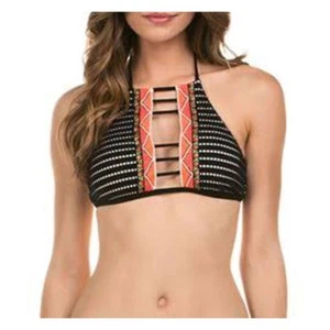 ISABELLA ROSE SPANISH ROSE STRAPPY BIKINI HIGH TOP BLACK SIZE S $98 - Picture 1 of 7