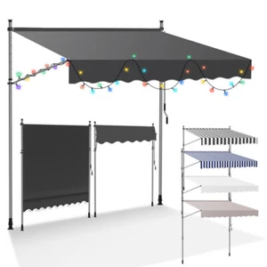 Balkonmarkise Klemmmarkise Markise mit LED Sonnendach Sonnenmarkise 1.5-4M - Bild 1 von 17